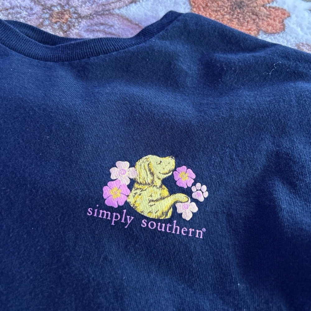 Simply Southern Women’s Navy T-Shirt with Yellow Dog Design